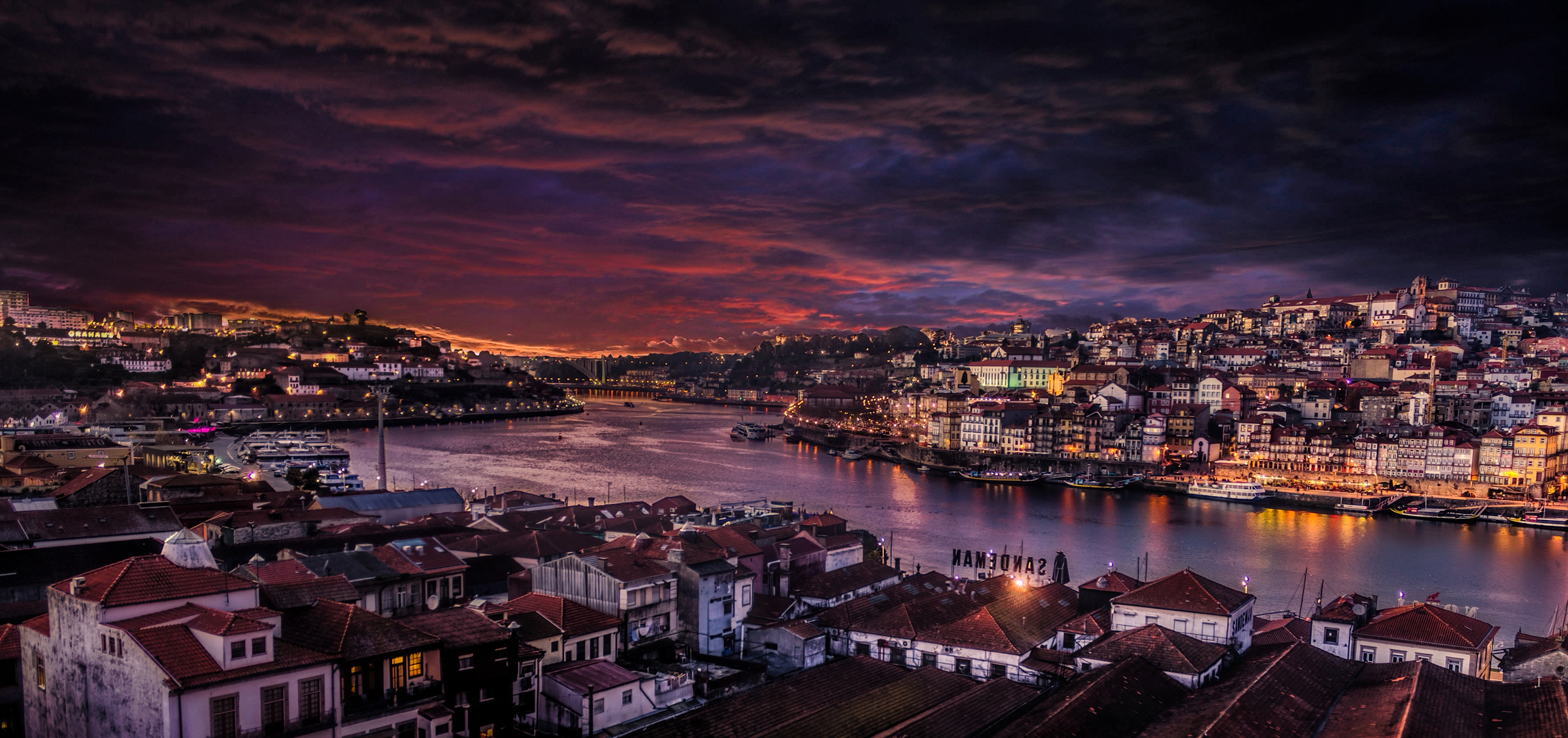 Night Panorama of Porto, Portugal